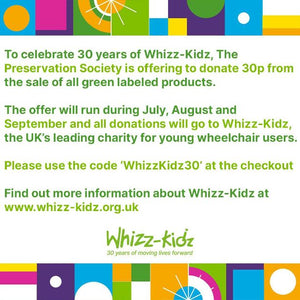 To celebrate Whizz-Kidz 30 years, we're giving 30p for all Green Labelled Jars sold for 3 months